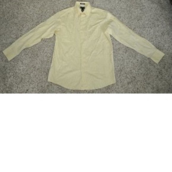 Mens Dress Shirt Yellow Striped Medium Long Sleeve Point Collar Axcess 1 Pocket - Picture 1 of 3